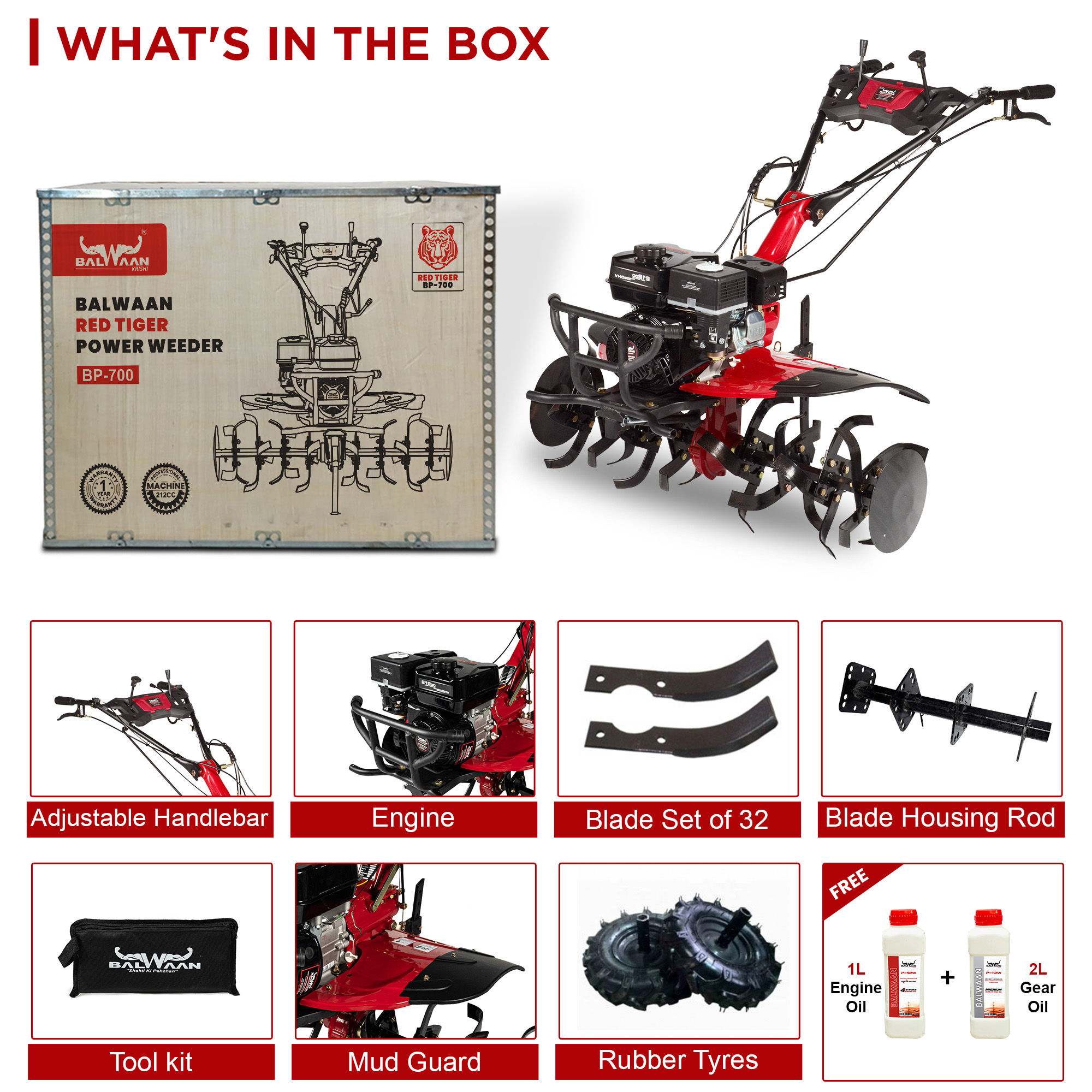 Balwaan BP 700 Power Weeder- Red Tiger (Petrol) 10