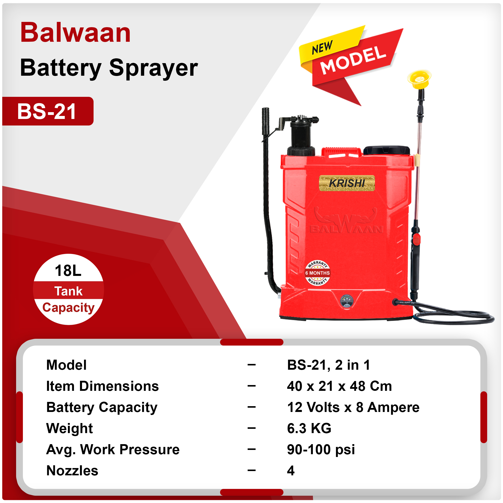 Balwaan BS 21 Battery Sprayer 5