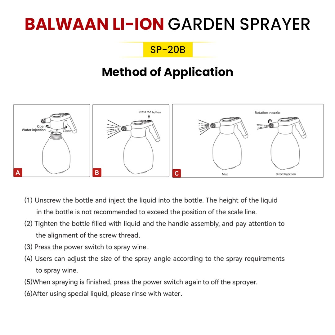 Balwaan SP 20B Li-Ion Battery Sprayer (2L) 9