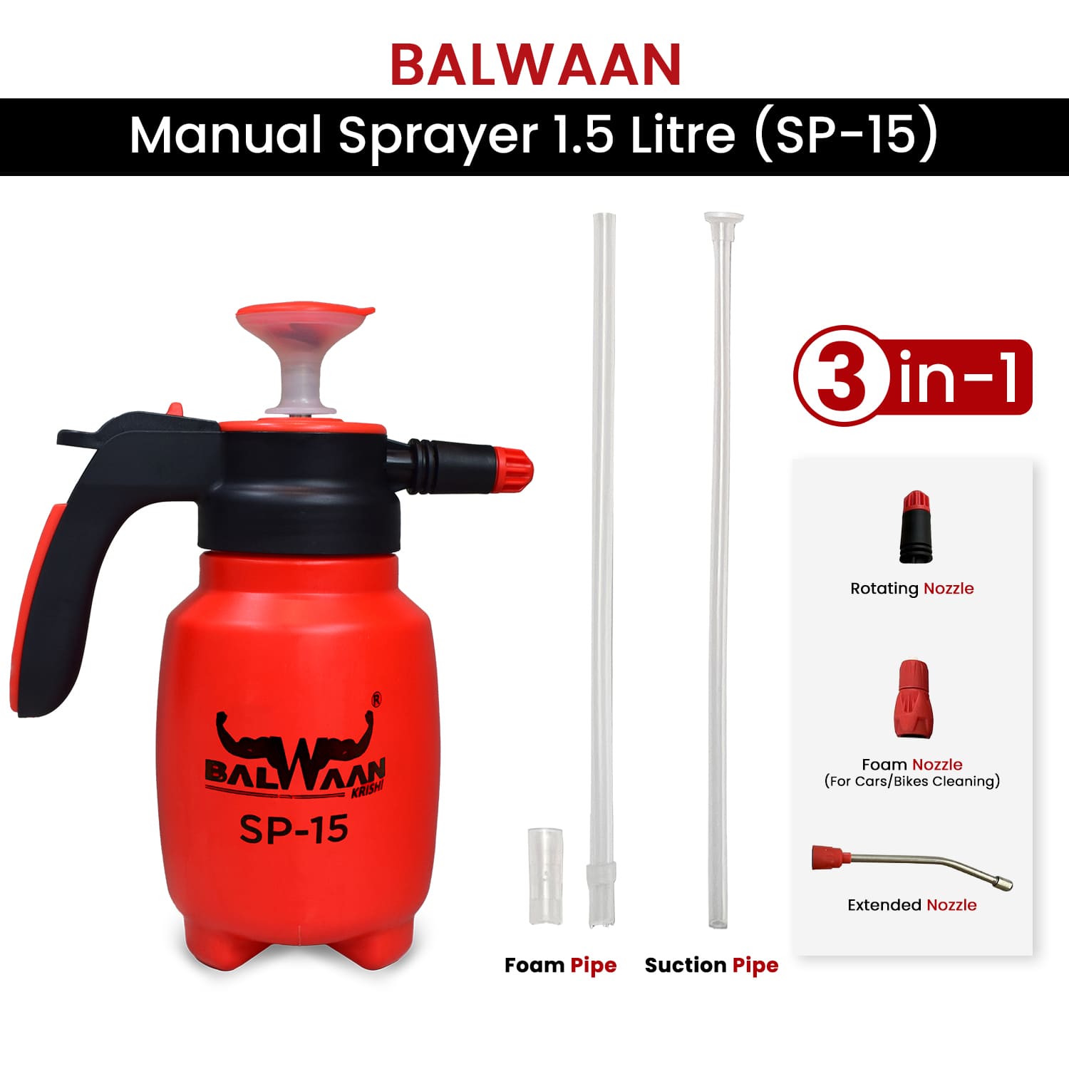 Balwaan SP 15 Manual Sprayer 3In1 (1.5L) 6
